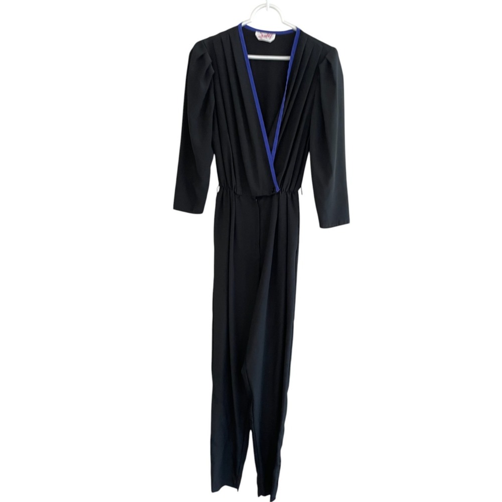 Scarlett‎ Vintage Jumpsuit V Neck Elastic Waist Flowy Lightweight Black S